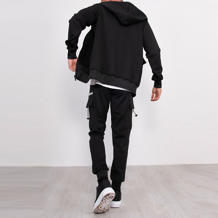 Best Selling Custom Utility Pocket Blank 2 Pieces Sweatsuit Full Zip Tracksuit For Men detail pictures