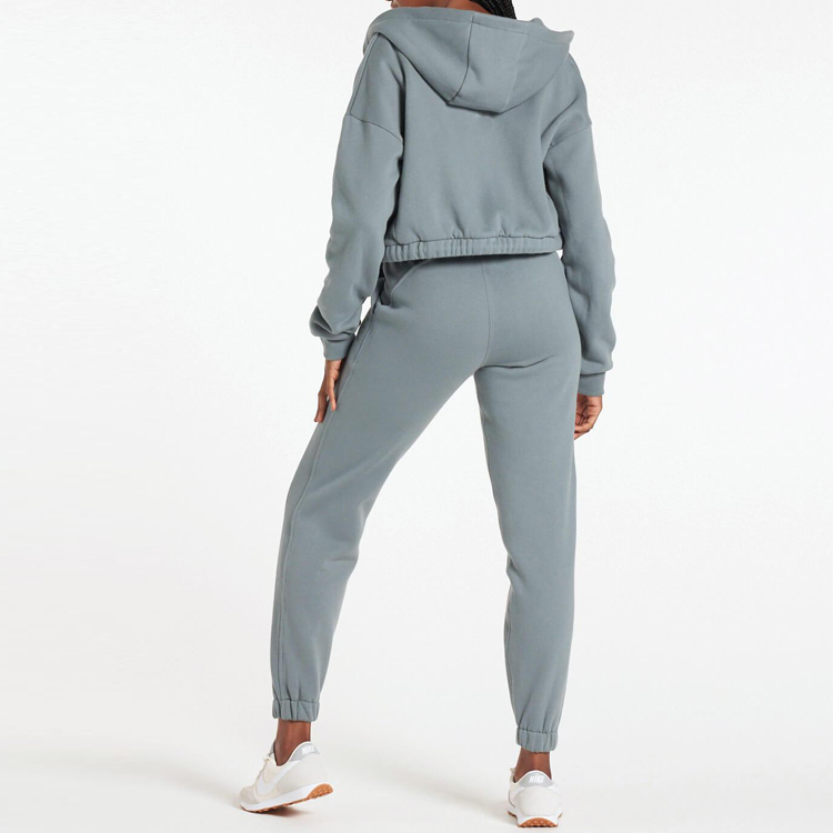Lightweight Soft Cotton Custom Women Plain Jogger Sweat Suits Gym Workout Tracksuit Set detail pictures