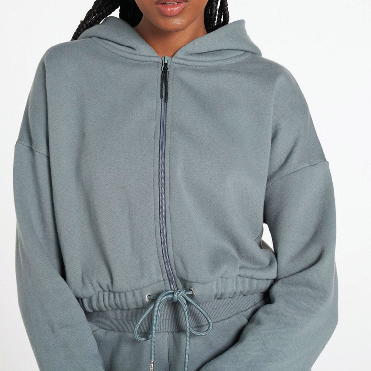Lightweight Soft Cotton Custom Women Plain Jogger Sweat Suits Gym Workout Tracksuit Set detail pictures