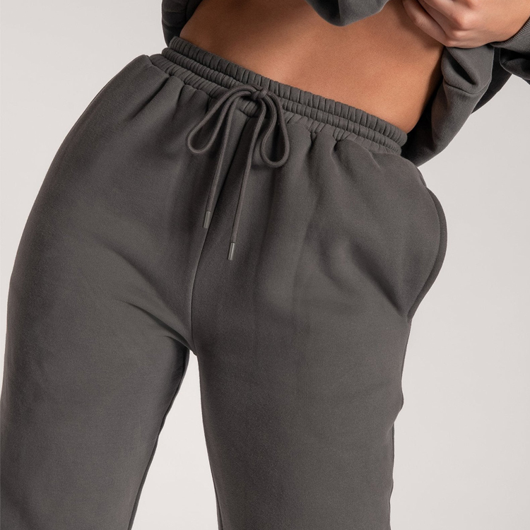 Custom 100% Fleece Cotton Crew Neck Sweatsuit Unisex Jogger Tracksuit Set For Women detail pictures