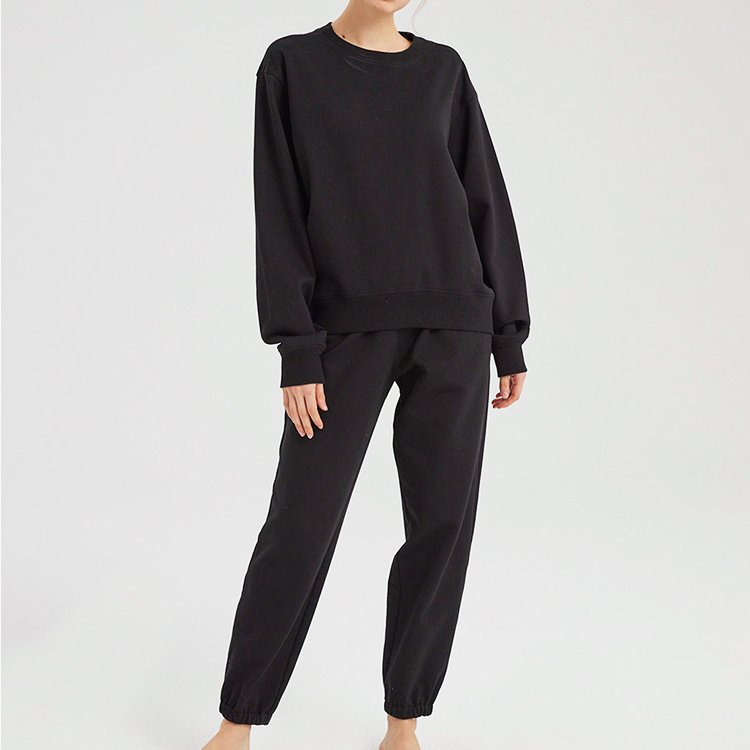 OEM 80 Cotton 20 Polyester Crew Neck Women Sweatsuit Custom Jogger Tracksuit Set