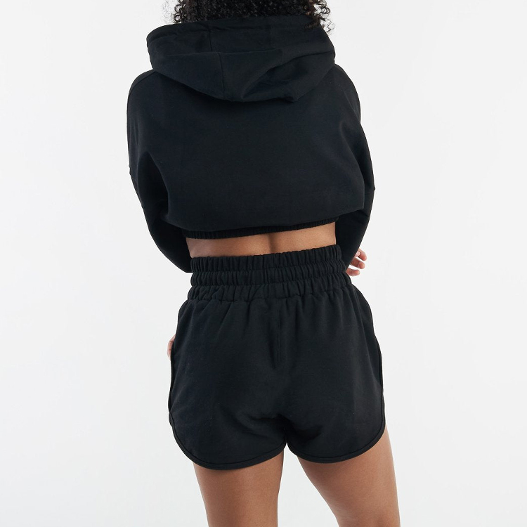 50 Cotton 50 Polyester Custom Crop Hoodies Shorts Women Sweatsuit Set Tracksuit detail pictures