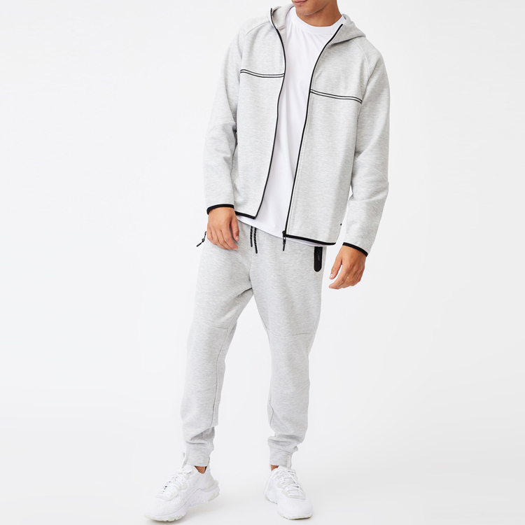 China Manufacturer Custom Logo Gym Fitness Wear Men Full Zipper Jogging Tracksuit Sets