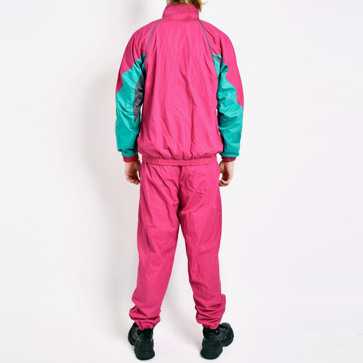 Wholesale Lightweight Color Block Custom Logo Nylon Gym Sports Tracksuit Set For Men detail pictures