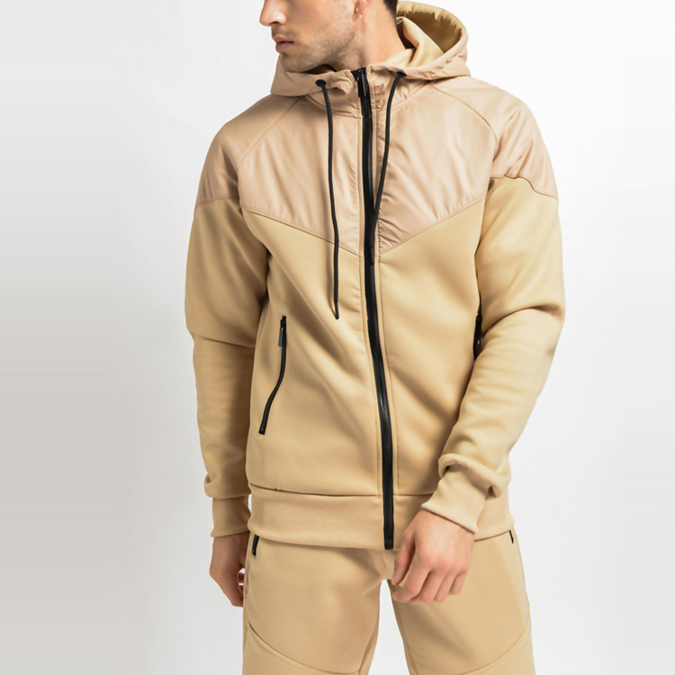 Wholesale Custom Cotton Sweatsuits Mens Gym 2 Pieces Plain Jogger Tracksuit Set detail pictures