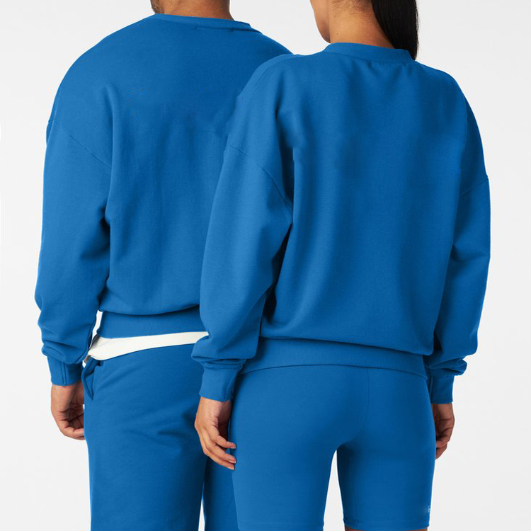 Custom Logo Plain 100%Cotton Crewneck Blank Unisex Pullover Sweatshirts For Women & Men detail pictures