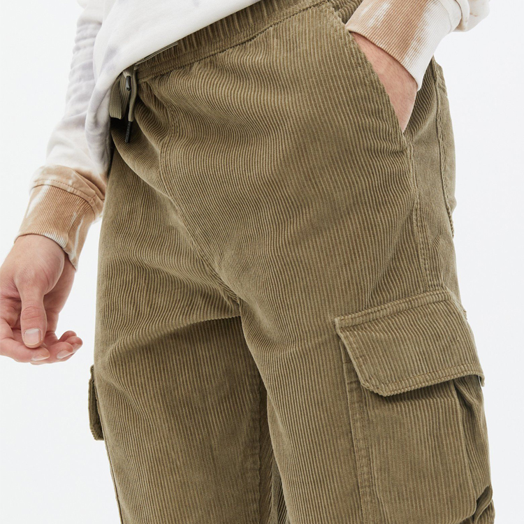 New Trendy Winter Drawstring Waist Velvet Workout Cargo Pants For Men Streetwear detail pictures