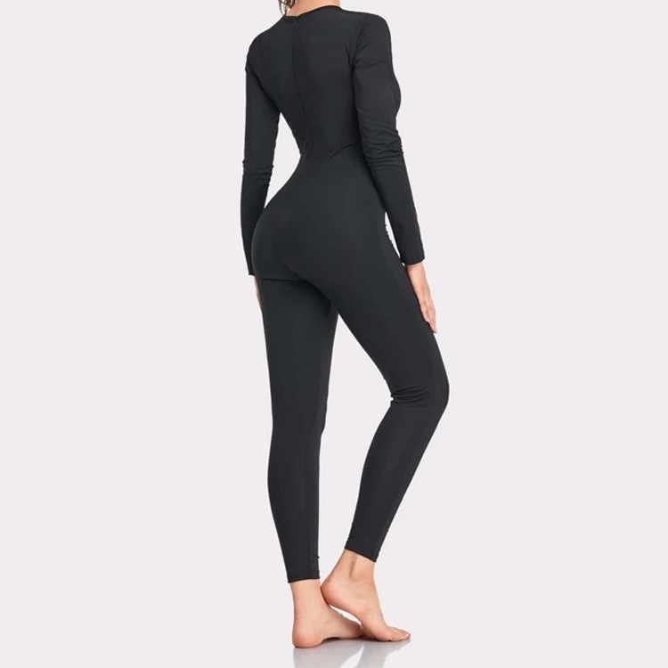 Wholesale Custom Fitness Workout Bodysuit Women One Piece Long Sleeve Sports Jumpsuit detail pictures