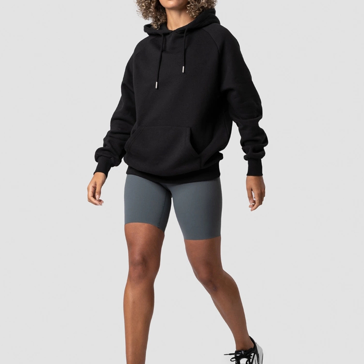 High Quality 100 Cotton Plain Embroidery Logo Women Blank Oversized Pullovers Hoodies detail pictures