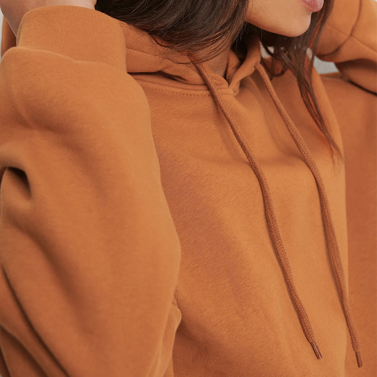 Wholesale French Terry 100%Cotton Plain Oversized Crop Pullover Hoodies For Women detail pictures
