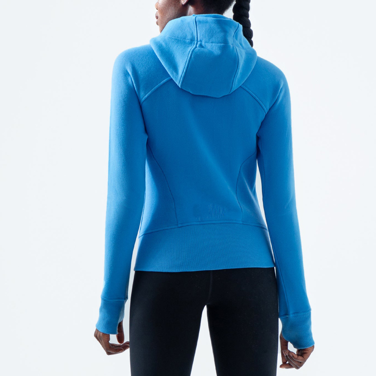 High Quality Custom Full Zip Slim Fit Cotton Gym Sports Women Hoodies With Thumb Hole detail pictures