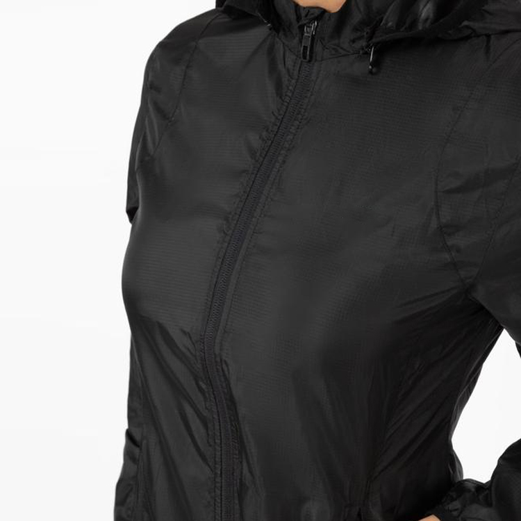 Lightweight 100% Nylon Windproof Outdoor Running Windbreaker Jacket For Women detail pictures