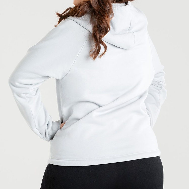 OEM Heavyweight Cotton Embroidery Logo Blank Essential Full Zip Up Hoodies For Women detail pictures