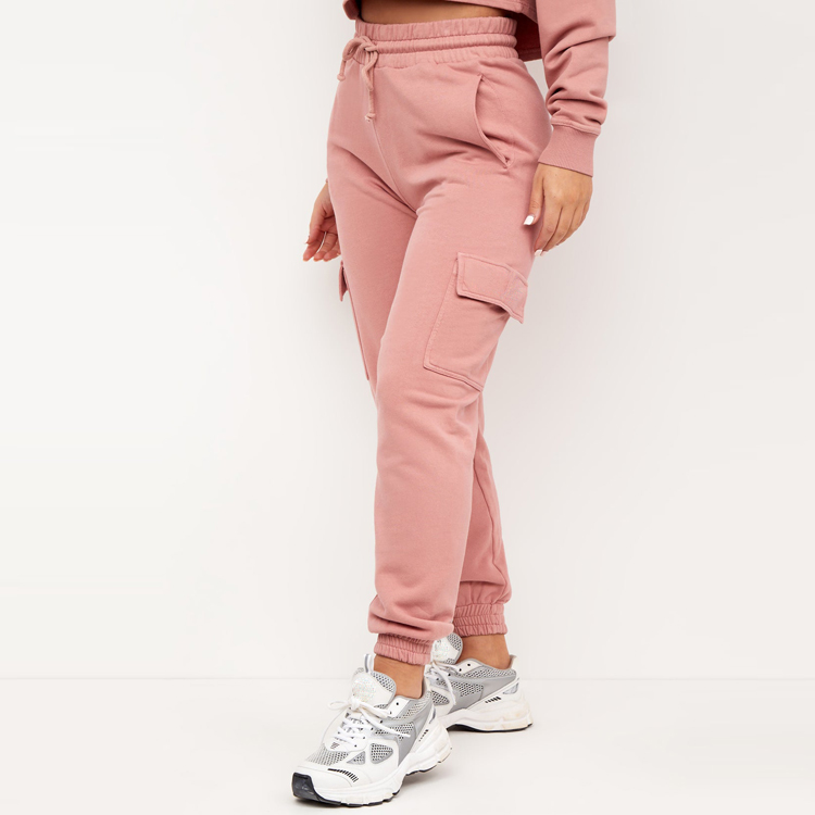 Wholesale Drawstring Waist Ladies Sweat Pants Custom Women Jogger Pants With Cargo Pocket detail pictures
