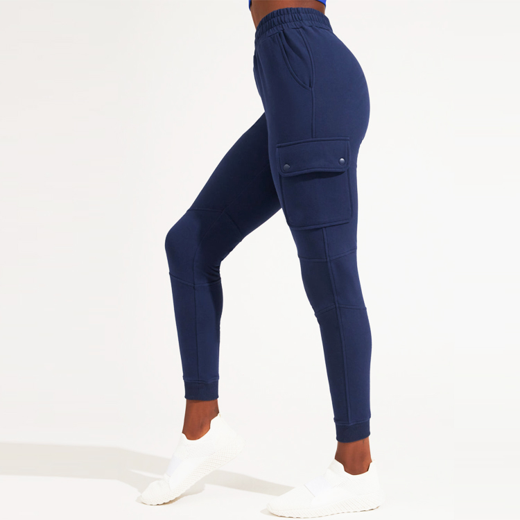 Wholesale Custom Drawstring Waist Cargo Pocket Women Slim Fit Jogger Sweat Pants
