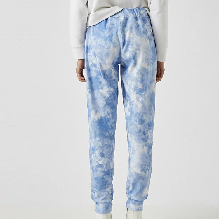 Custom Drawstring Waist Wholesale Tie Dye Cotton Jogger Pants For Women With Pockets detail pictures