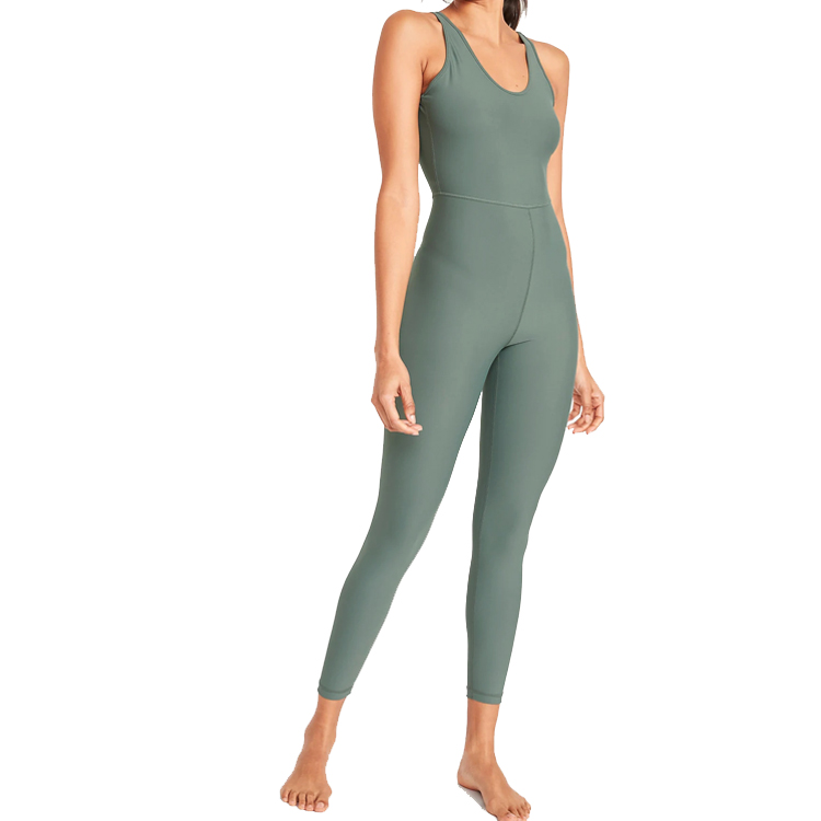 High Quality Sexy U Back Custom Fitness Workout Bodysuit Women Yoga One Piece Jumpsuit