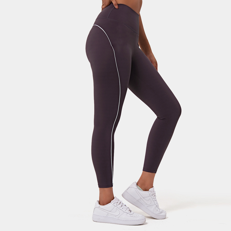 Wholesale Custom High Waist Contrast Trim Tiktok Yoga 7/8 Gym Leggings For Women detail pictures
