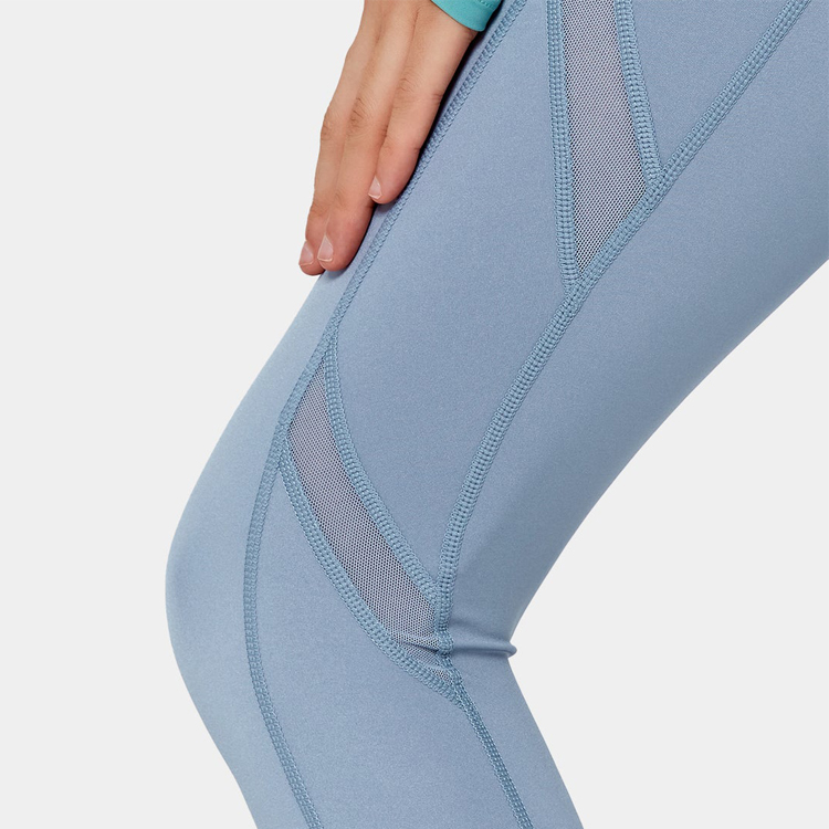 Wholesale Custom High Waist Gym Tights Contrast Mesh Panel 7/8 Yoga Legging Pants detail pictures