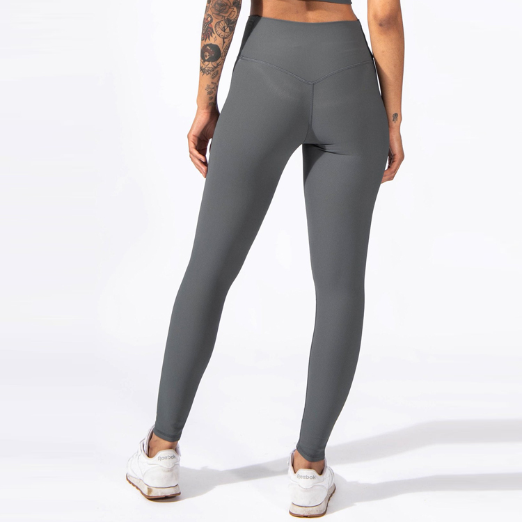 OEM Yoga Wear Tights Gym Fitness Sports High Waist Workout Ribbed Leggings Pants For Women detail pictures