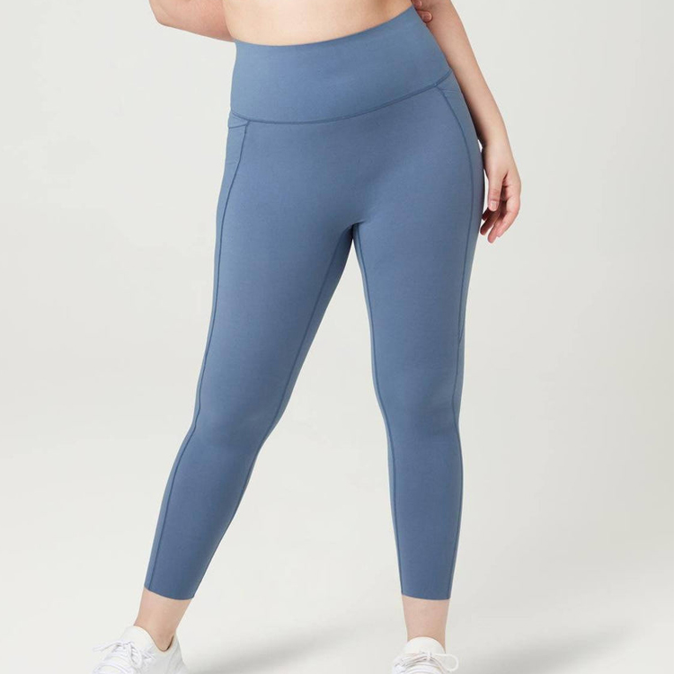 Four Way Stretch High Waist Yoga Tights No Front Seam Gym Leggings With Phone Pocket detail pictures