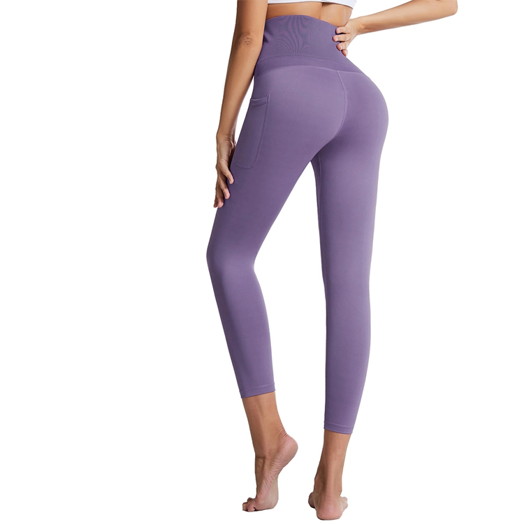 Wholesale Sports Fitness Women Gym Tights High Waistband Corset Yoga Pants With Pocket detail pictures