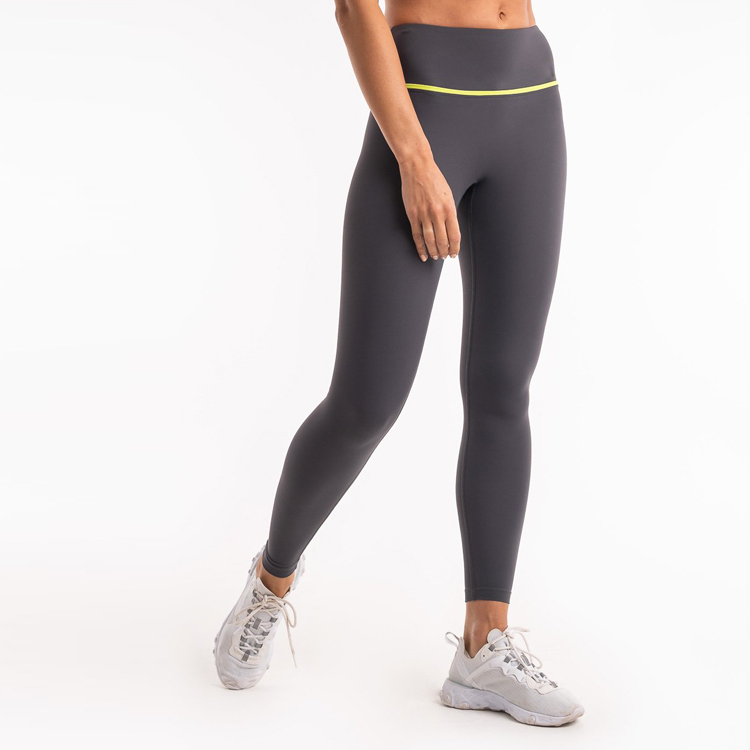 Custom Contrast Strip High Waist Sports Fitness Tights Leggings Women Yoga Pants detail pictures