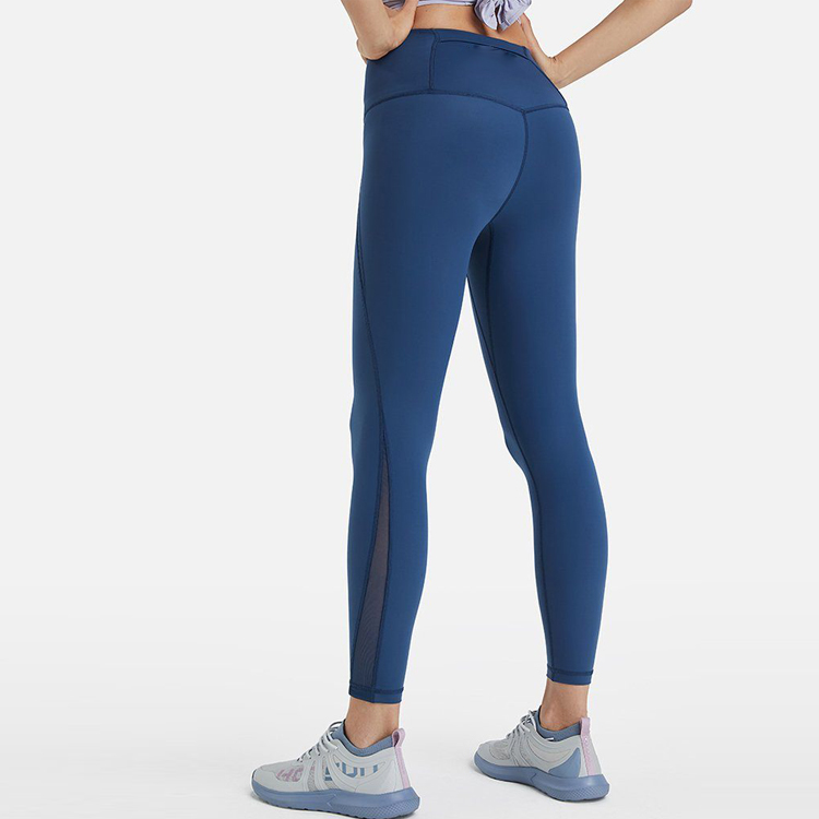 Custom Logo Printing Women Workout Mesh Panel Fitness Yoga Leggings With Waist Pocket detail pictures