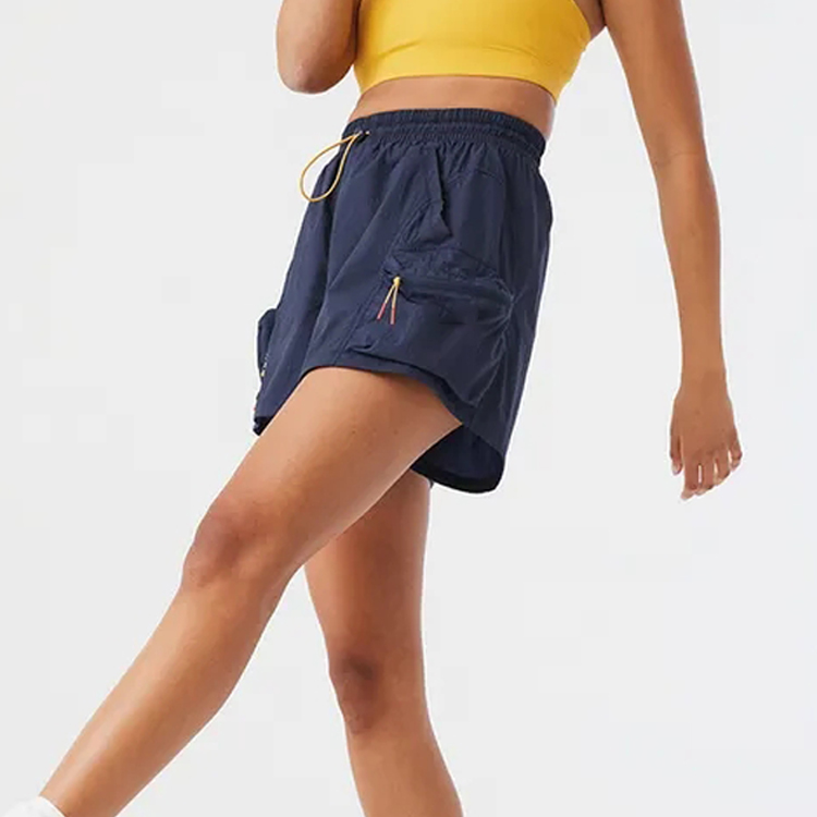 100% Polyester Drawstring Waist Custom Logo Windbreaker Gym Running Shorts For Women