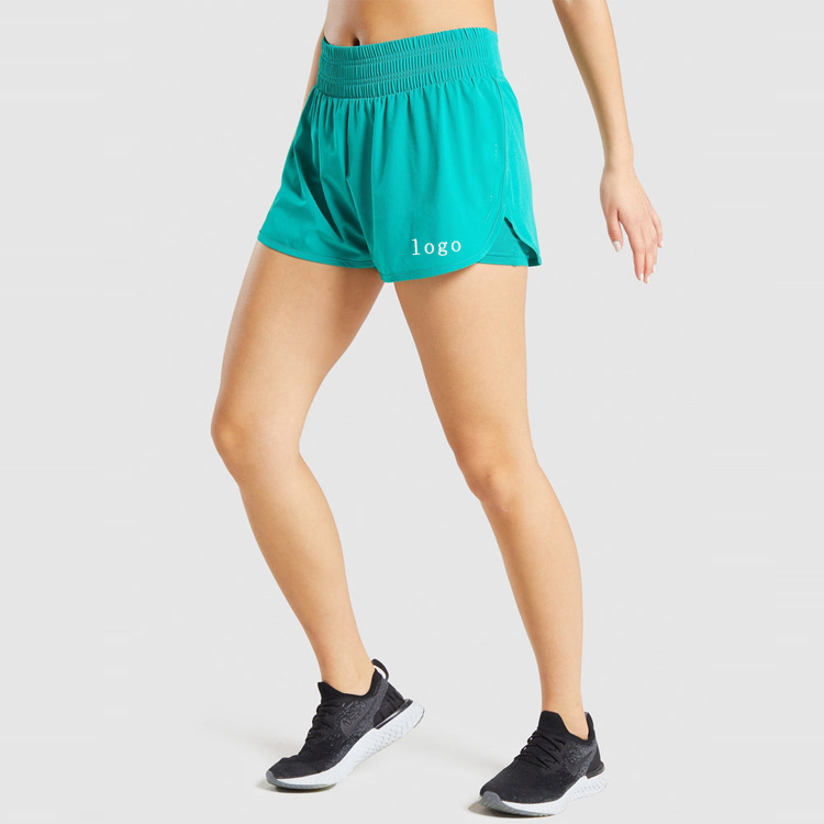 Best Sell Custom Logo Polyester Athletic Elastic Waist Women 2 In 1 Sports Gym Shorts