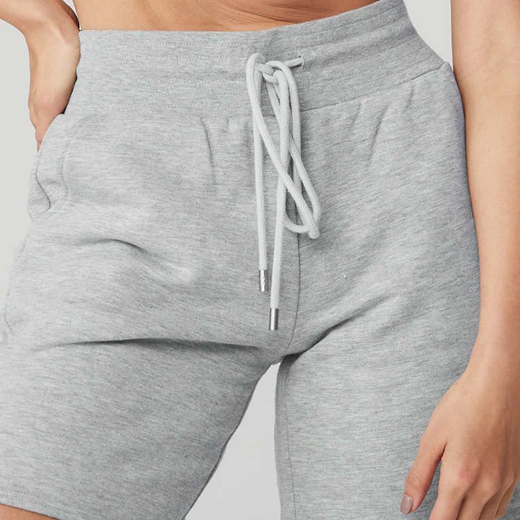 Custom Drawstring Waist French Terry Cotton Workout Sweat Shorts With Pocket For Women detail pictures
