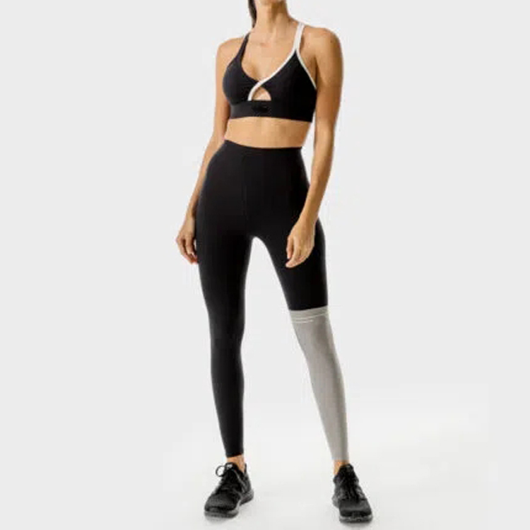 High Quality Keyhole Front Adjustable Straps Push Up Yoga Sports Bra For Women detail pictures