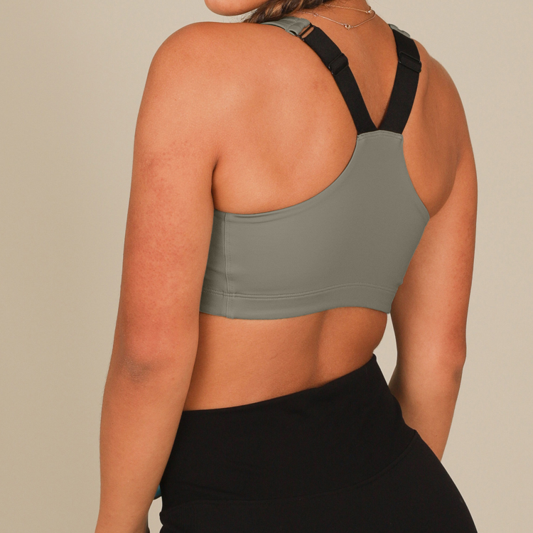 Ladies Four Way Stretch Custom Front Zip Up Push Up Fitness Yoga Bra For Women detail pictures