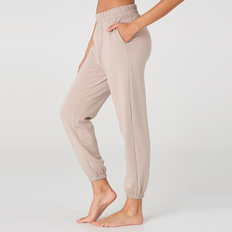 Skinny Cotton Spandex Custom Logo Sweat Pants Elastic Waist Joggers For Women detail pictures