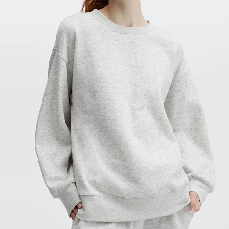Custom Cotton Polyester Oversized Plain Workout Women Blank Crewneck Pullover Sweatshirt