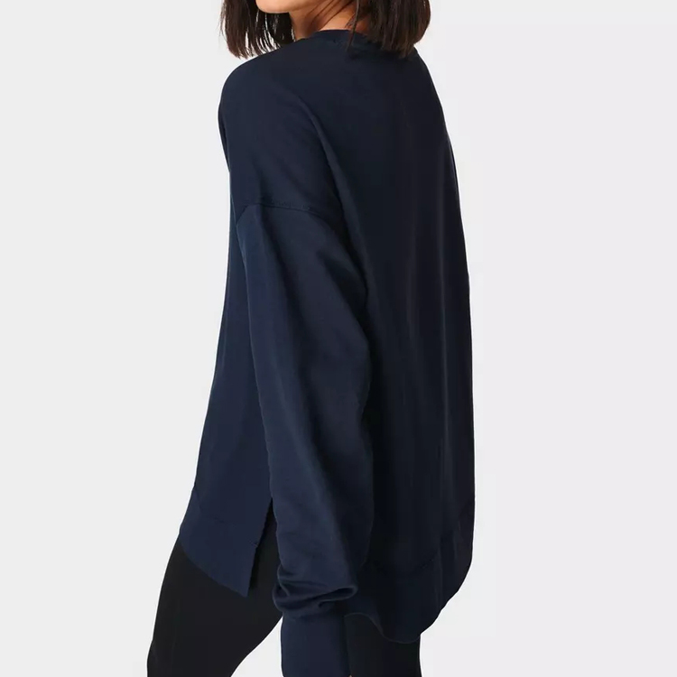 Wholesale Cotton Polyester Side Split Custom Crewneck Plain Sweatshirts For Women detail pictures