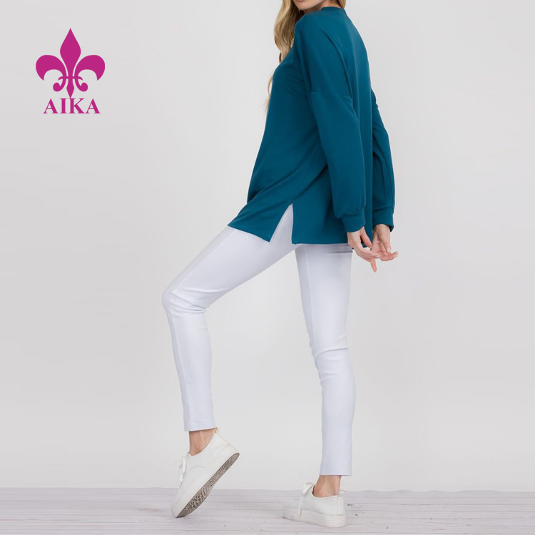 High Quality Oversized Blank Custom Design Long Sleeve Plain T Shirts For Women detail pictures