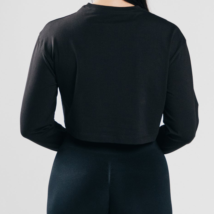 Wholesale Polyester Spandex Custom Sports Long Sleeve Women Gym Crop Plain T shirts detail pictures