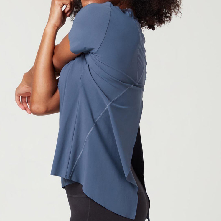 New Arrivals High Quality Workout Open Back Gym Blank T Shirt Custom Printed For Women detail pictures