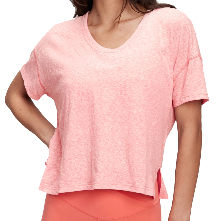 Wholesale Plain Loose Fit Custom Printing V Neck Crop Top Yoga Gym T Shirts For Women detail pictures