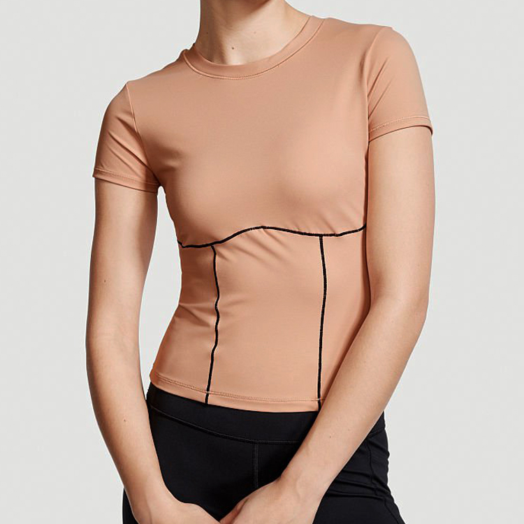 Wholesale OEM Color Block Stitching Gym Plain Athletic Slim Fit T Shirts For Women