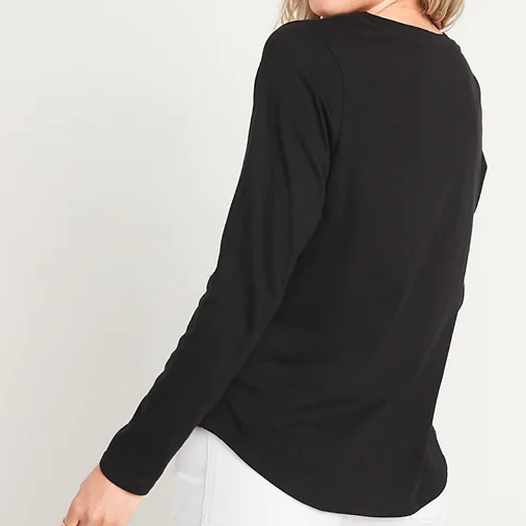 Ladies Wholesale High Quality Custom Logo V-Neck Long Sleeve Gym T Shirts For Women detail pictures
