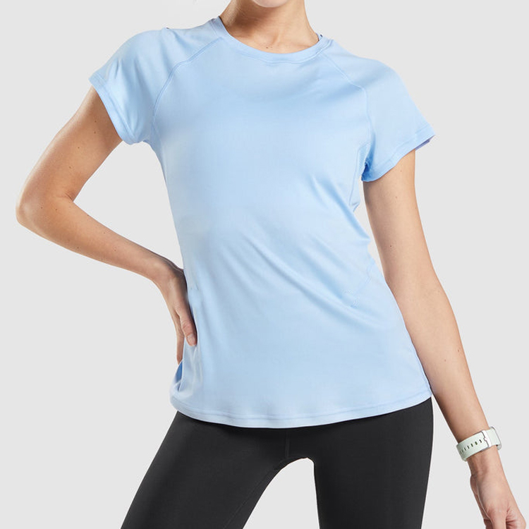 High Quality Back Mesh Panel Workout Custom Slim Fit Gym Sports T Shirts For Women detail pictures