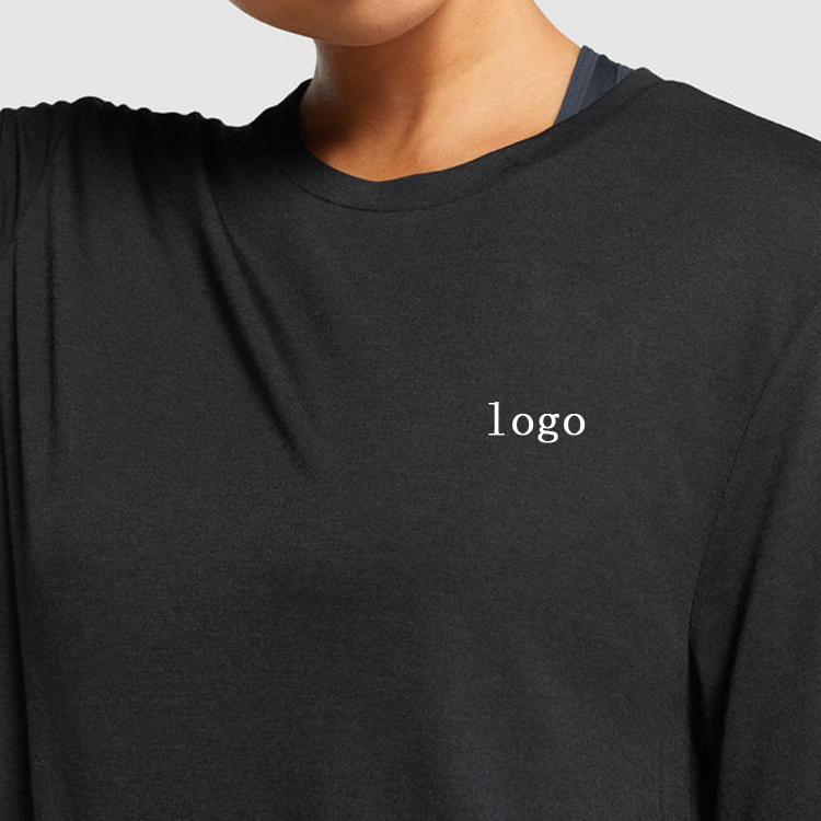 Custom Quick Dry Polyester Training Oversized Women Gym Fitness Long Sleeve T Shirts detail pictures