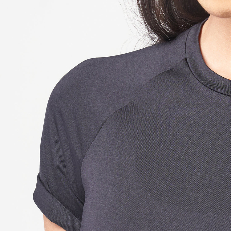 Excellent quality Women Pants -
High Quality Polyester Side Mesh Panel Bottom Split Custom Plain Women Gym Fitness T Shirts – AIKA detail pictures