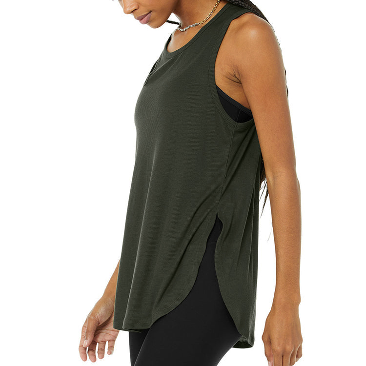 Factory Price Custom Plain Loose Fit Tanks Athletic Fitness Women Gym Ribbed Tank Tops detail pictures