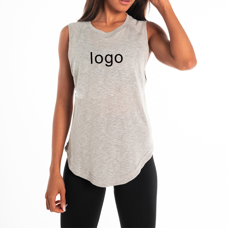 Wholesale Breathable Curve Bottom Custom Logo Blank Workout Sports Tank Top For Women