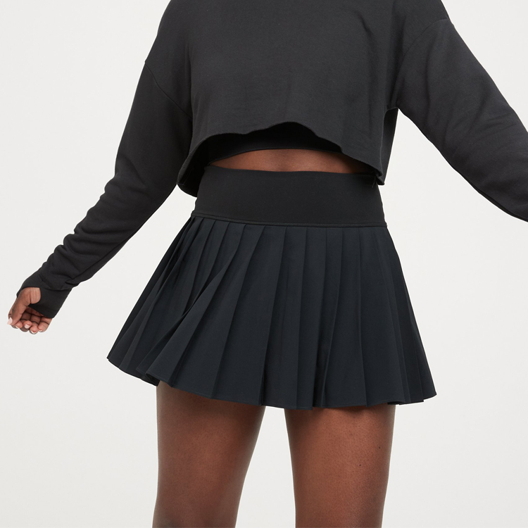 Wholesale Four Way Stretch Custom Logo High Waist Pleated Tennis Skirts With Lining For Women