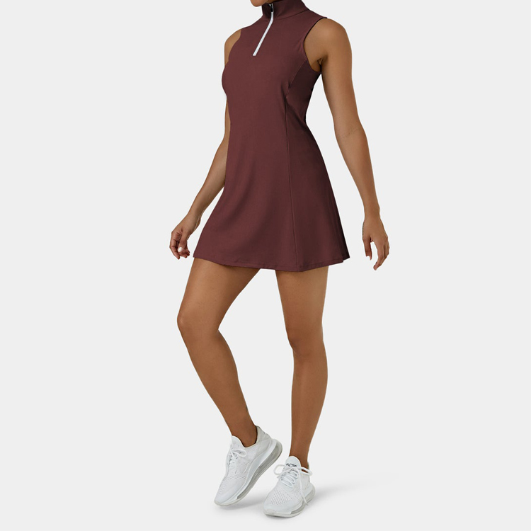 High Quality Tennis Wear Customized Half Zip Golf Skirts Tennis Dress For Women detail pictures