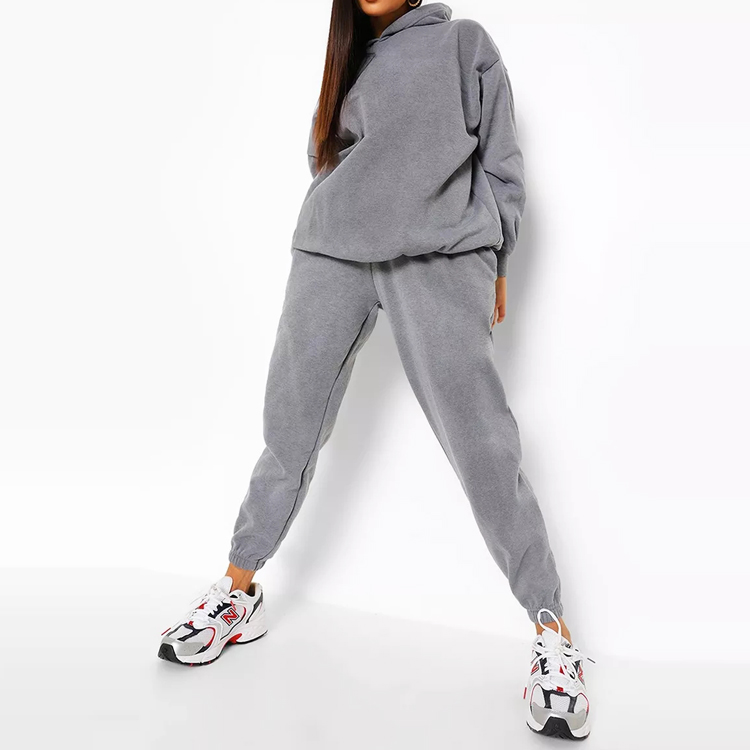 High Quality Heavy Weight 100%Cotton Workout Tracksuit Women Custom Sweatsuit detail pictures